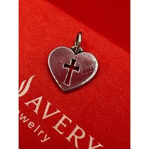 James Avery Sterling Silver 925 Cut Out Crosslet Heart Charm Cleaned & Polished